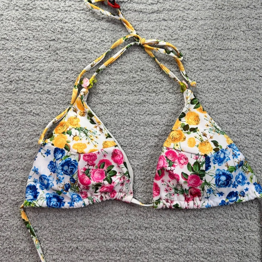 Altar'd State Bikini Top Floral Patchwork Multicolor M Cottagecore Coquette Boho